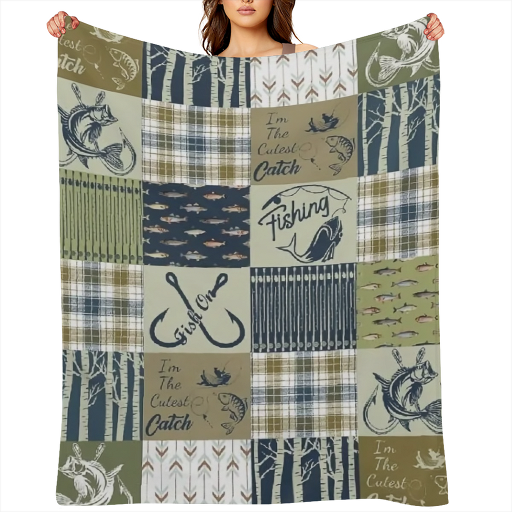 1pc Cozy Montage Wolf Blanket, Lightweight Flannel Throw For Sofa, Bed, Travel, Camping, Living Room, Office, Couch, Chair, And Bed, Digital Printing Fleece Blanket With Soft And Warm Flannel Fabric,
