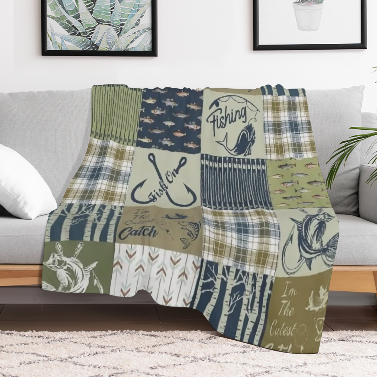 1pc Cozy Montage Wolf Blanket, Lightweight Flannel Throw For Sofa, Bed, Travel, Camping, Living Room, Office, Couch, Chair, And Bed, Digital Printing Fleece Blanket With Soft And Warm Flannel Fabric,