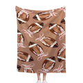 Cozy Pink Bow-Tied Football Print Throw Blanket - Soft, Reversible Flannel for All Seasons - Perfect for Bed, Sofa, Camping & Travel