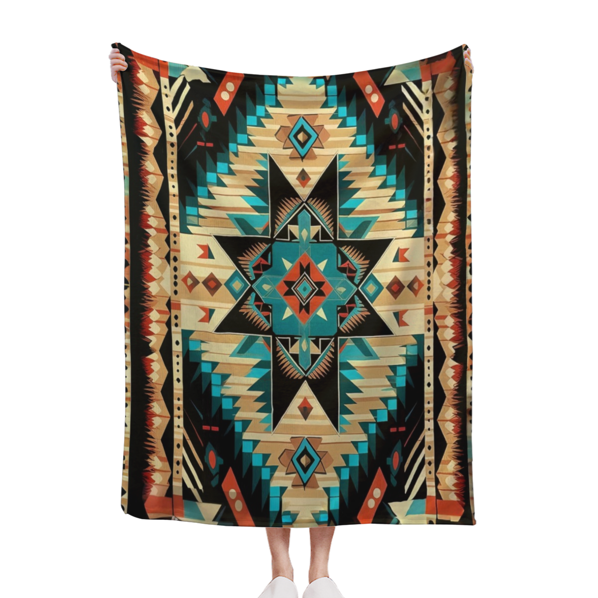 [300GSM]Western Blanket King Size, Native American Fleece Throw Blanket for Couch Bed Sofa, Southwestern Aztec Patterned Blankets and Throws, Super Soft Cozy Plush Flannel Blanket,  Decor & Gift