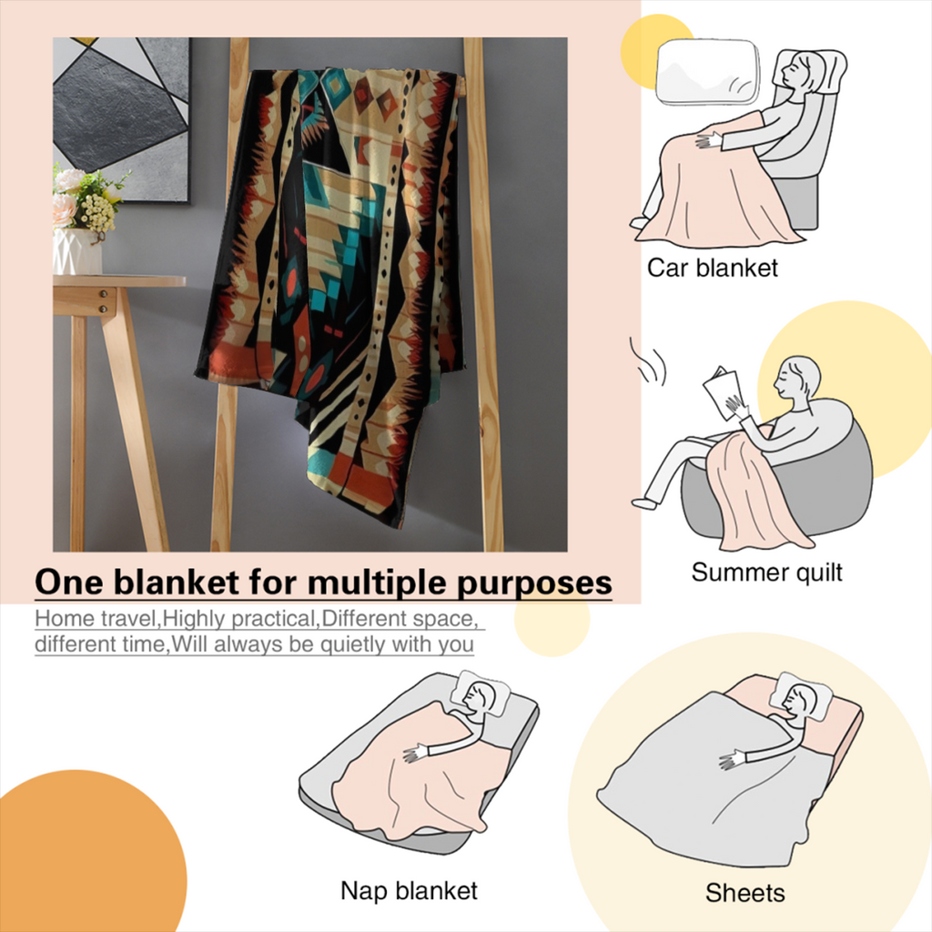 [300GSM]Western Blanket King Size, Native American Fleece Throw Blanket for Couch Bed Sofa, Southwestern Aztec Patterned Blankets and Throws, Super Soft Cozy Plush Flannel Blanket,  Decor & Gift