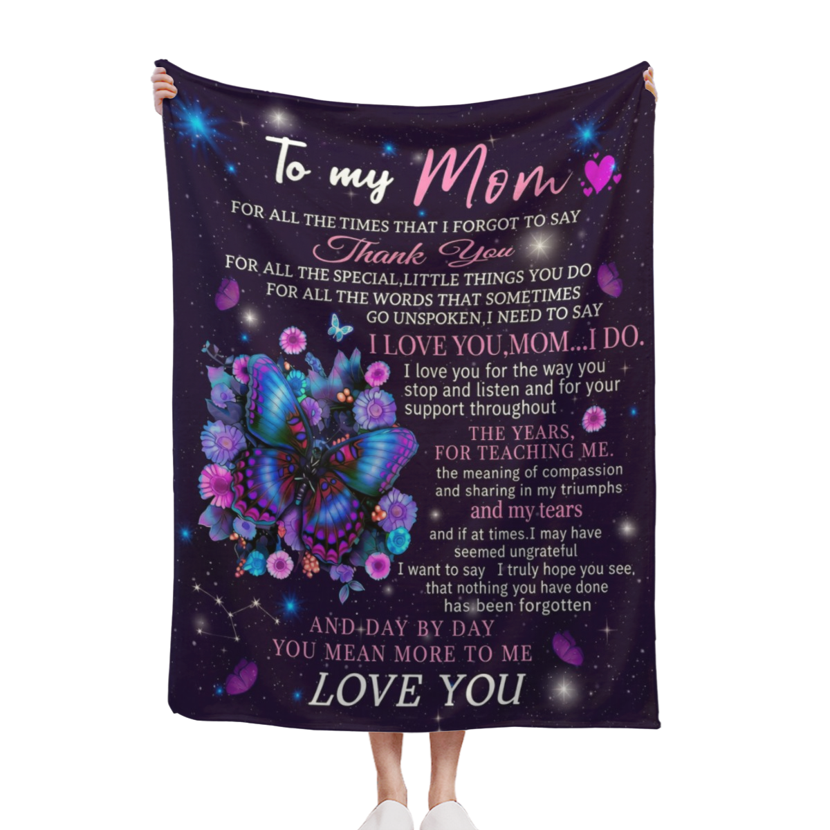 A Letter Blanket for Mom, Birthday Gift from Mom, Dear Mom Mother's Day Blanket, Super Soft Flannel Blanket Best Mother Christmas Valentine's Day Gift Blanket Comfortable Soft Flannel Printed Blanket