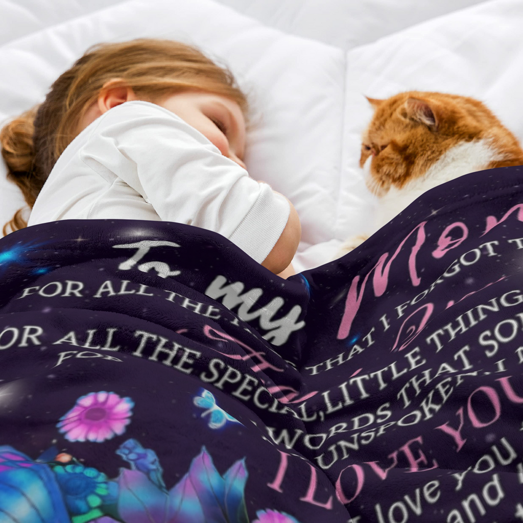 A Letter Blanket for Mom, Birthday Gift from Mom, Dear Mom Mother's Day Blanket, Super Soft Flannel Blanket Best Mother Christmas Valentine's Day Gift Blanket Comfortable Soft Flannel Printed Blanket