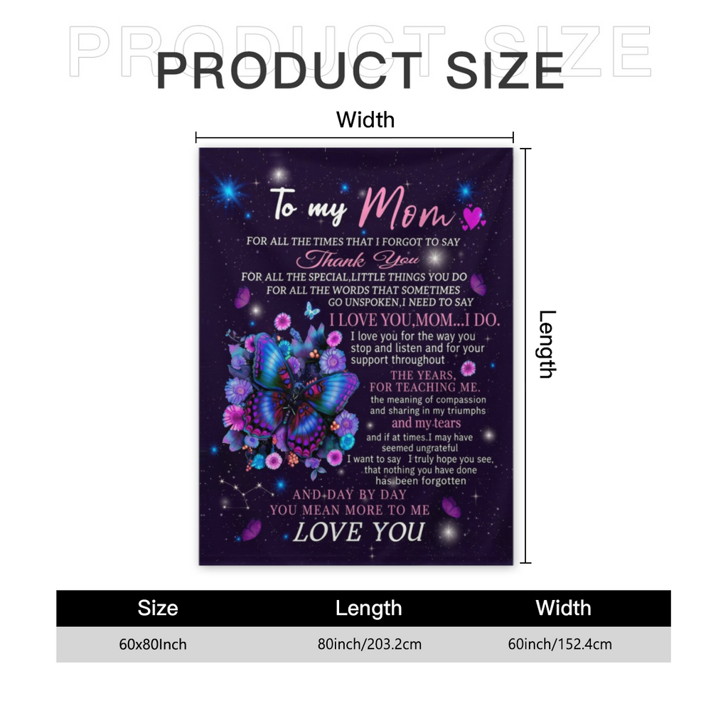 A Letter Blanket for Mom, Birthday Gift from Mom, Dear Mom Mother's Day Blanket, Super Soft Flannel Blanket Best Mother Christmas Valentine's Day Gift Blanket Comfortable Soft Flannel Printed Blanket