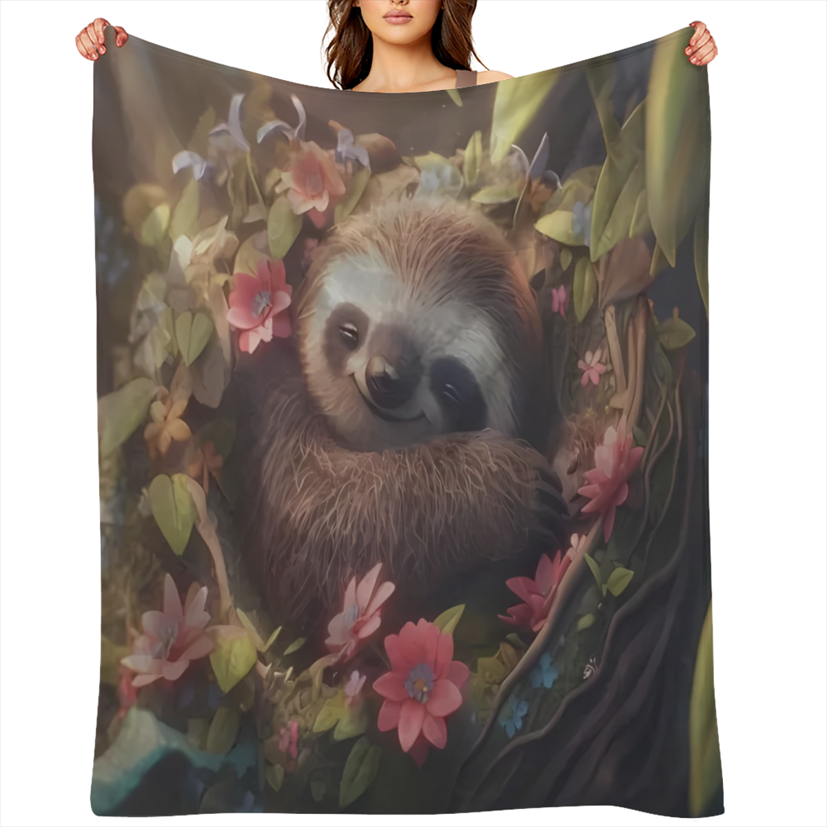 Cozy Sloth Blanket - Modern All-Season Throw Blanket for Sofa & Bed, Ultra Soft Comfort with Digital Print Design, 100 Polyester, Machine Washable & Stain Resistant