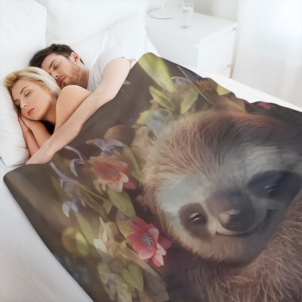 Cozy Sloth Blanket - Modern All-Season Throw Blanket for Sofa & Bed, Ultra Soft Comfort with Digital Print Design, 100 Polyester, Machine Washable & Stain Resistant
