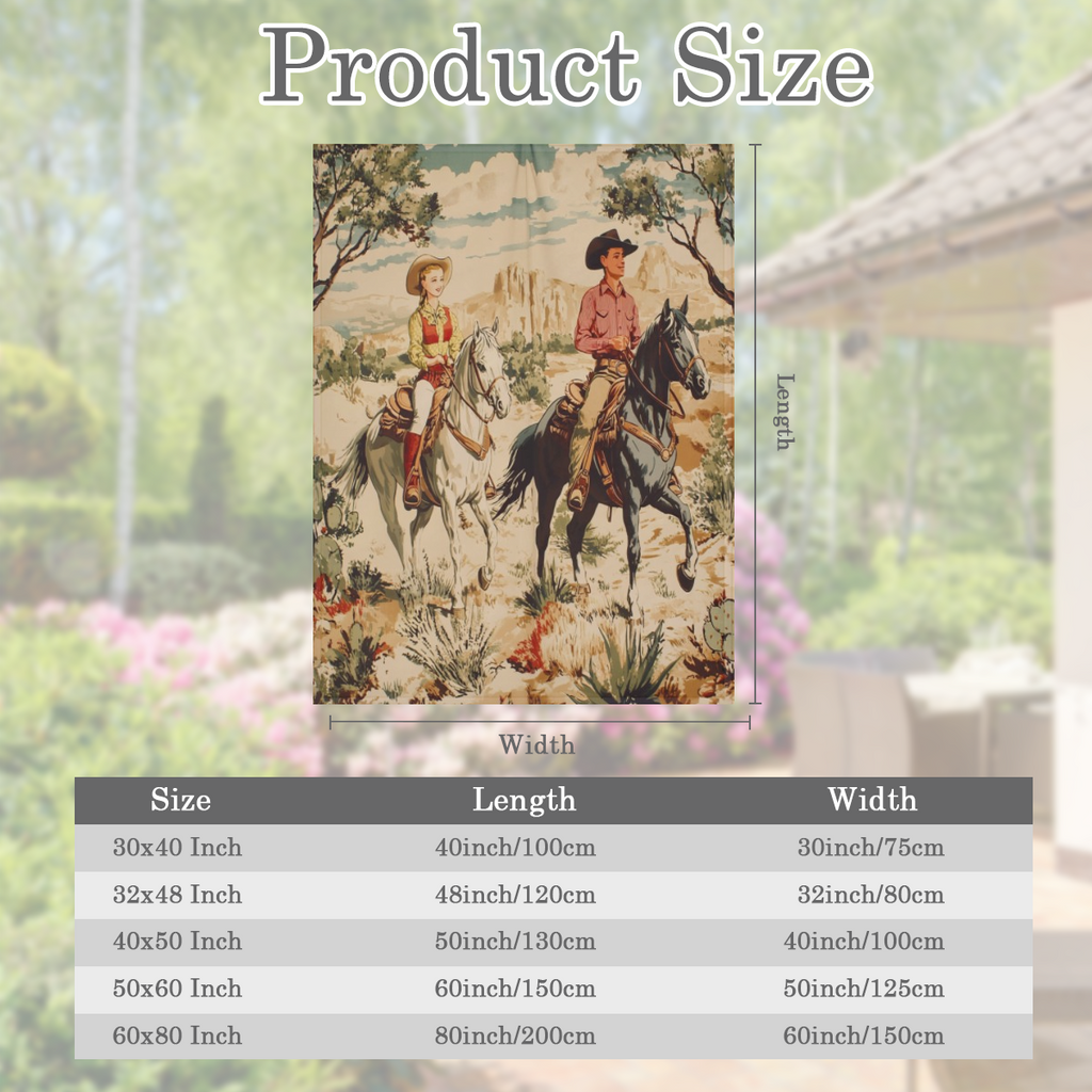 Abstract Watercolor Western Cowboy Soft Warm Cozy Blanket, Rustic Aesthetic Anime Wild West Desert Animal Horse Throw Blankets for Family Fuzzy Plush Blanket Fleece Lightweight Flannel Adults Gift for