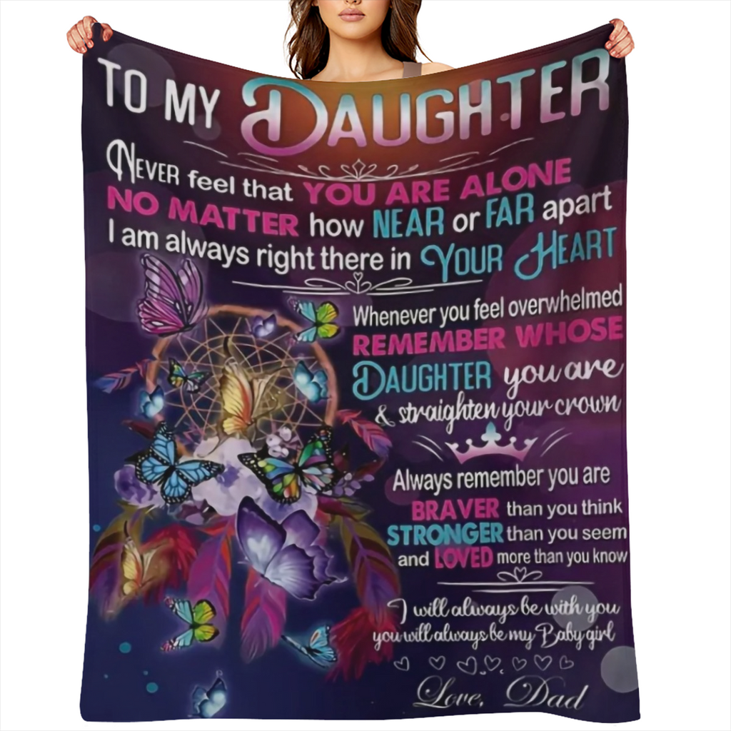 1pc Flannel Blanket, To My Daughter Form Mom Nap Blanket, Warm Cozy Soft Throw Blanket For Couch Bed Sofa Travelling
