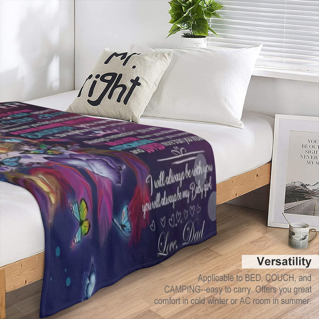 1pc Flannel Blanket, To My Daughter Form Mom Nap Blanket, Warm Cozy Soft Throw Blanket For Couch Bed Sofa Travelling