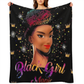 1pc Contemporary Black Girl Magic Print Flannel Throw Blanket - Soft Warm Multipurpose All-Season Quilted Knit Fabric with Digital Printing Stain Tear Resistant Machine Washable Ideal Gift for Friends