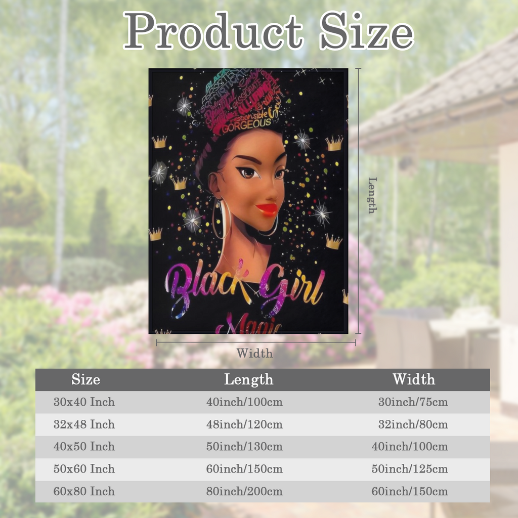1pc Contemporary Black Girl Magic Print Flannel Throw Blanket - Soft Warm Multipurpose All-Season Quilted Knit Fabric with Digital Printing Stain Tear Resistant Machine Washable Ideal Gift for Friends