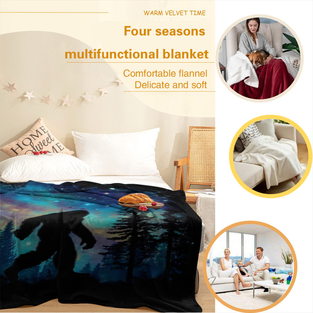Ultra-Soft Flannel Bigfoot Sasquatch Throw Blanket - Extra Large 60x80 Inch Or 30x40 Inch - Heavy Duty 280gsm All-Season Couch, Bed, Camping Blanket - Machine Washable Cozy Gift For Home, Office, Dorm