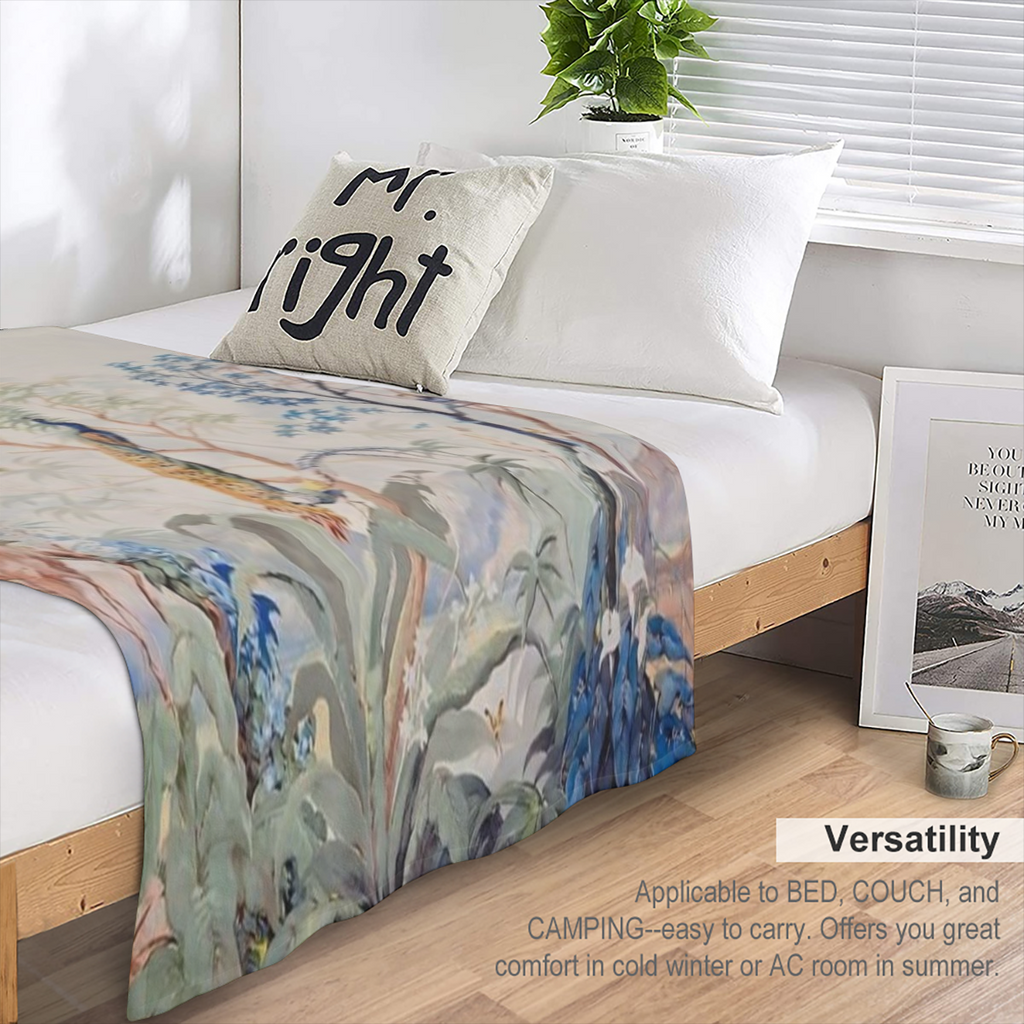 Charming Watercolor Print Flannel Throw Blanket - All-Season Tear-Resistant Machine Washable for Bedroom Camping Travel