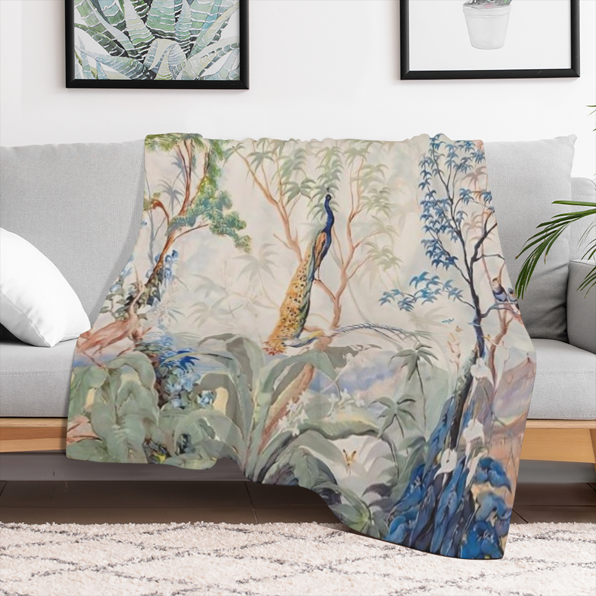 Charming Watercolor Print Flannel Throw Blanket - All-Season Tear-Resistant Machine Washable for Bedroom Camping Travel