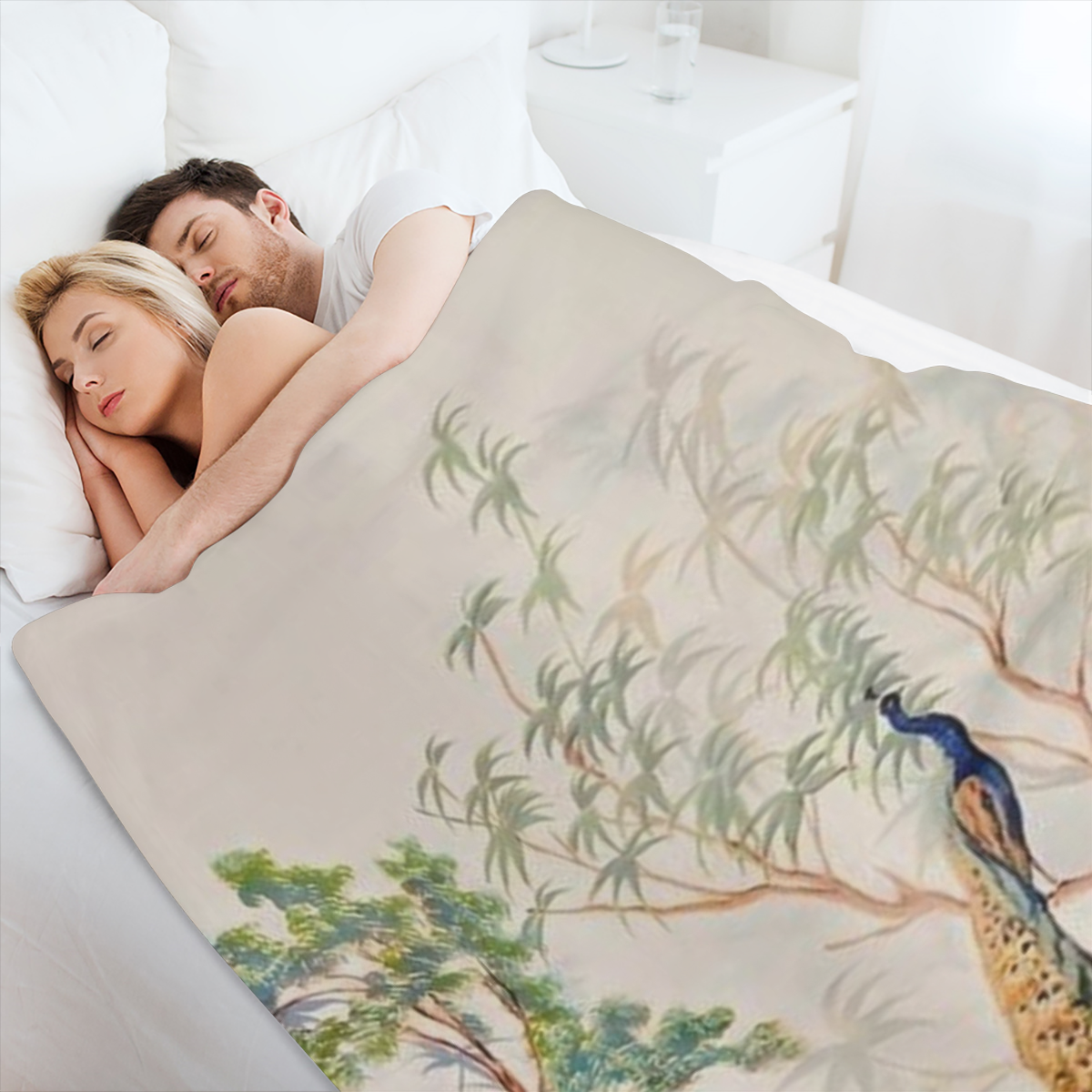 Charming Watercolor Print Flannel Throw Blanket - All-Season Tear-Resistant Machine Washable for Bedroom Camping Travel