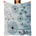 Contemporary Dandelion Flannel Throw Blanket - Soft Comfort Polyester Knit, Digital Print, Machine Washable, All-Season Multipurpose Use for Travel, Camping, Home Decor, Birthday Gift for Boys and Gir