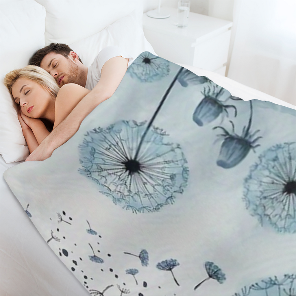 Contemporary Dandelion Flannel Throw Blanket - Soft Comfort Polyester Knit, Digital Print, Machine Washable, All-Season Multipurpose Use for Travel, Camping, Home Decor, Birthday Gift for Boys and Gir