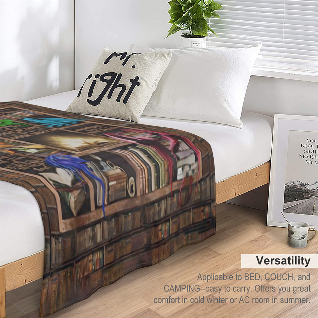 Cozy Flannel Throw Blanket for Book Lovers - Soft Warm and Versatile for Couch Bed Office and Travel - Vintage Style with Unique Dragon Design