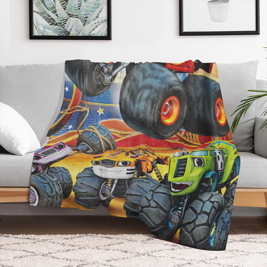 1pc Manta de Franela con Camin de Dibujos Animados Acogedora - Suave, Clida y Verstil para Sof, Cama, Coche, Oficina, Camping y Viajes - Adecuada para Todas las Estaciones