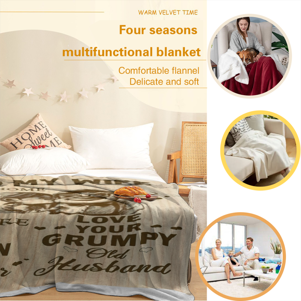 Gift for Wife from Husband to My Wife Blanket Wedding Anniversary Romantic Gifts for Women Birthday Christmas Valentine's Mother's Day Healing Thoughts Blanket Presents for Her