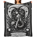 Capricorn Zodiac Blanket Astrology Throw Blankets & Wildlife Lovers, Lightweight Soft Fleece, for Sofa Couch Bed Room Mystical Artistic Decor