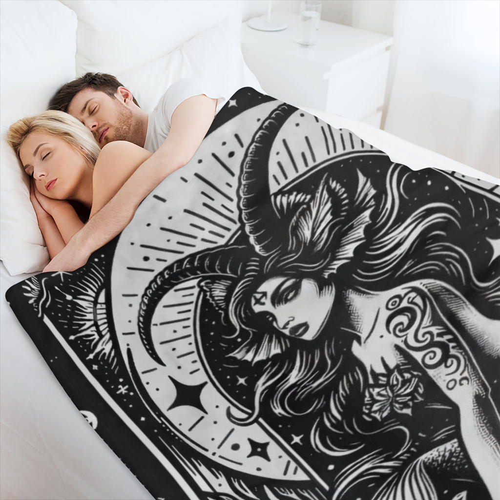 Capricorn Zodiac Blanket Astrology Throw Blankets & Wildlife Lovers, Lightweight Soft Fleece, for Sofa Couch Bed Room Mystical Artistic Decor