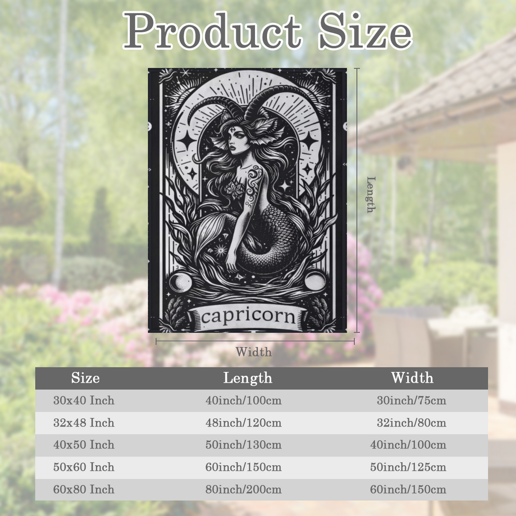 Capricorn Zodiac Blanket Astrology Throw Blankets & Wildlife Lovers, Lightweight Soft Fleece, for Sofa Couch Bed Room Mystical Artistic Decor