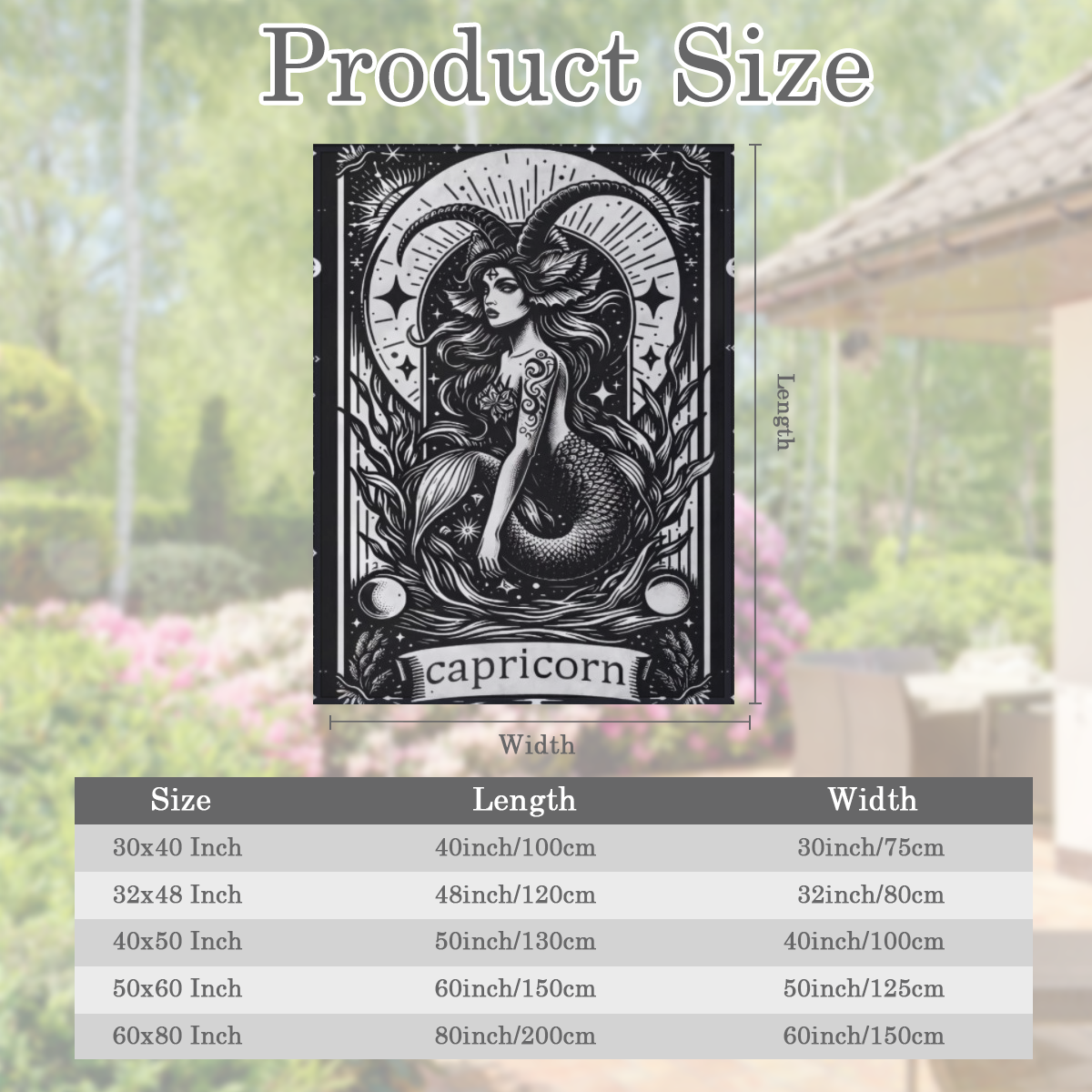 Capricorn Zodiac Blanket Astrology Throw Blankets & Wildlife Lovers, Lightweight Soft Fleece, for Sofa Couch Bed Room Mystical Artistic Decor