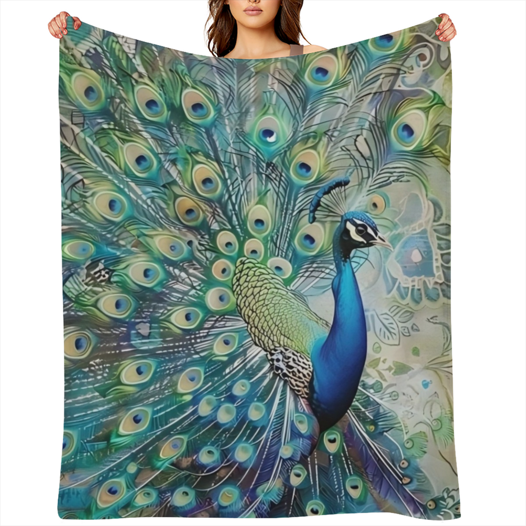 1pc Peacock Blanket, Contemporary Style, Outdoor Blanket, Travel Camping Blanket, Soft And Comfortable Blanket, Travel Sofa Bed, Office Home Decor, Birthday Blanket, Boys, Girls, Adults, All Seasons A