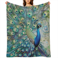 1pc Peacock Blanket, Contemporary Style, Outdoor Blanket, Travel Camping Blanket, Soft And Comfortable Blanket, Travel Sofa Bed, Office Home Decor, Birthday Blanket, Boys, Girls, Adults, All Seasons A