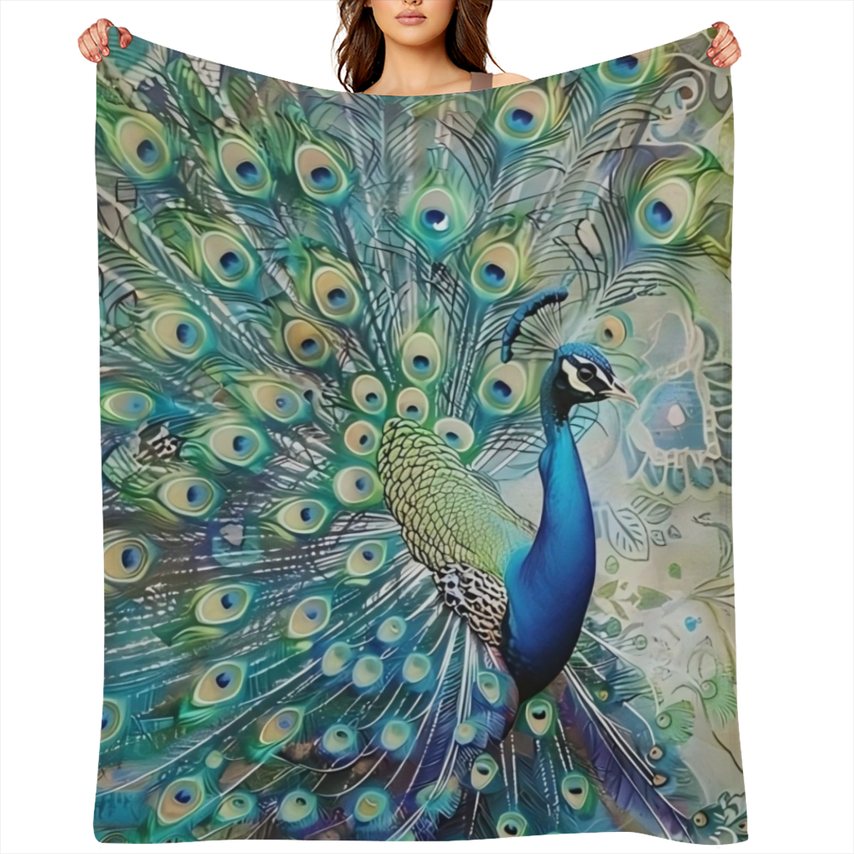 1pc Peacock Blanket, Contemporary Style, Outdoor Blanket, Travel Camping Blanket, Soft And Comfortable Blanket, Travel Sofa Bed, Office Home Decor, Birthday Blanket, Boys, Girls, Adults, All Seasons A