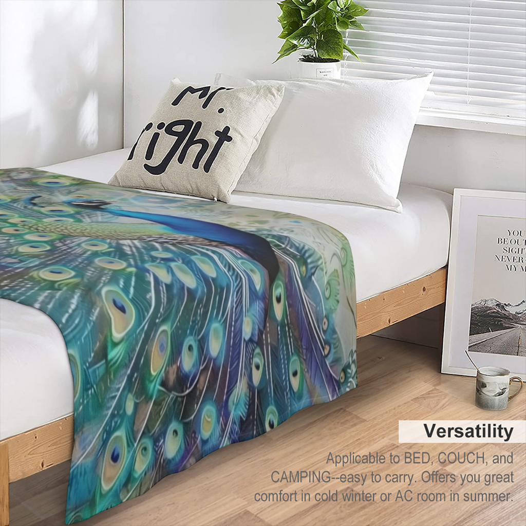 1pc Peacock Blanket, Contemporary Style, Outdoor Blanket, Travel Camping Blanket, Soft And Comfortable Blanket, Travel Sofa Bed, Office Home Decor, Birthday Blanket, Boys, Girls, Adults, All Seasons A