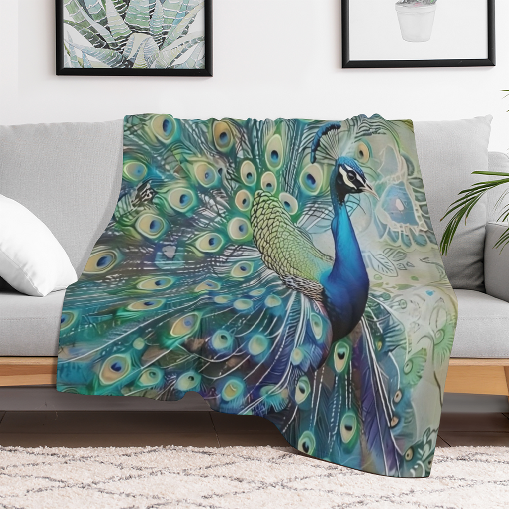 1pc Peacock Blanket, Contemporary Style, Outdoor Blanket, Travel Camping Blanket, Soft And Comfortable Blanket, Travel Sofa Bed, Office Home Decor, Birthday Blanket, Boys, Girls, Adults, All Seasons A