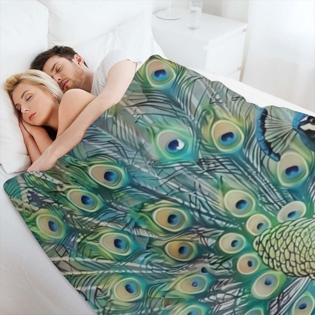 1pc Peacock Blanket, Contemporary Style, Outdoor Blanket, Travel Camping Blanket, Soft And Comfortable Blanket, Travel Sofa Bed, Office Home Decor, Birthday Blanket, Boys, Girls, Adults, All Seasons A