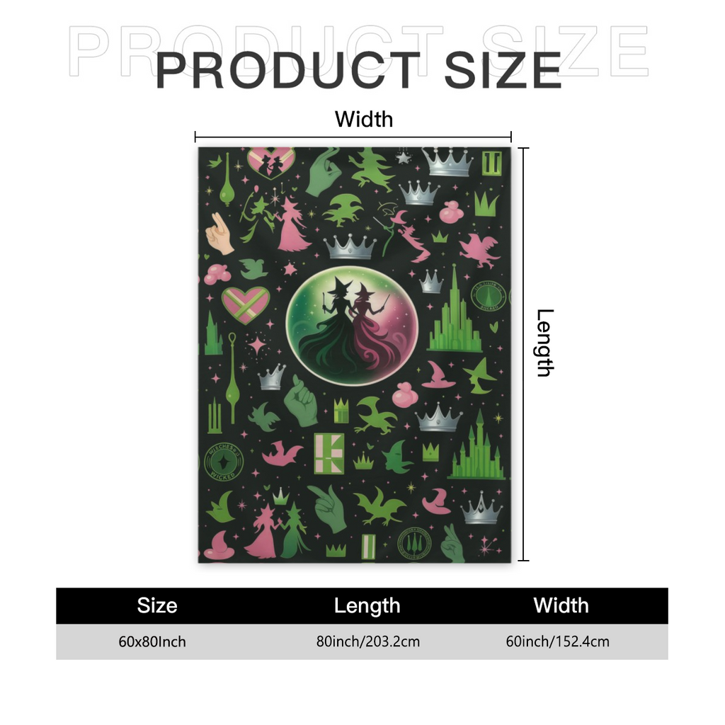 Wicked Blanket Gift Pink Witch Green Witch Bestie Christmas Birhtday Gift for Best Friend Glinda and Elphaba Blanket Wicked for Good Decor Gift Defying Gravity Shiz University