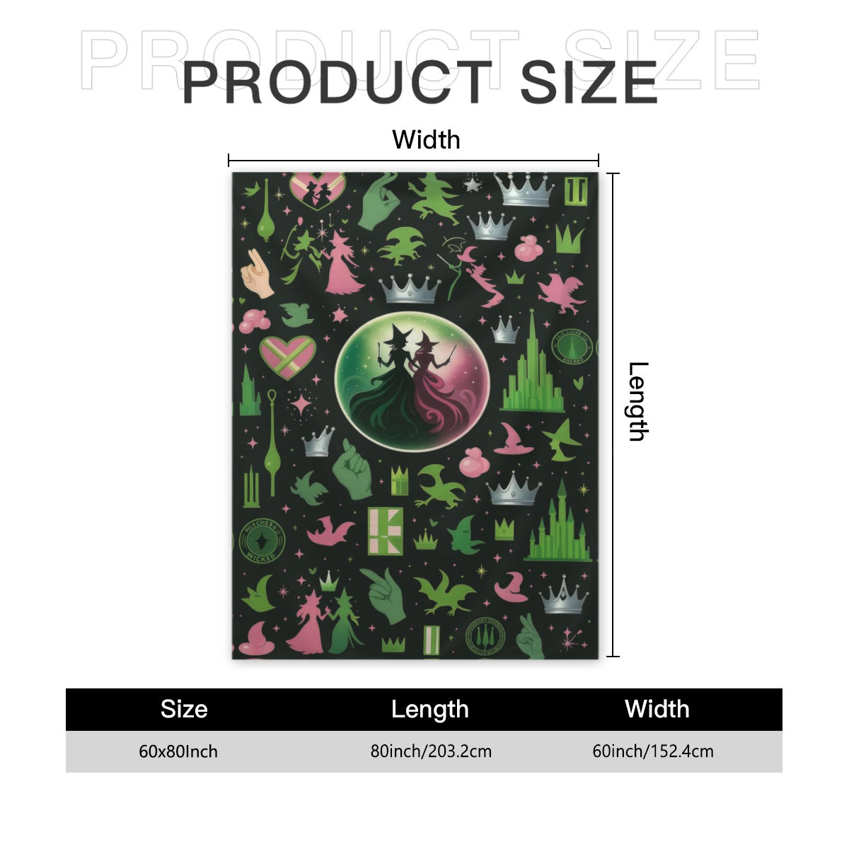 Wicked Blanket Gift Pink Witch Green Witch Bestie Christmas Birhtday Gift for Best Friend Glinda and Elphaba Blanket Wicked for Good Decor Gift Defying Gravity Shiz University