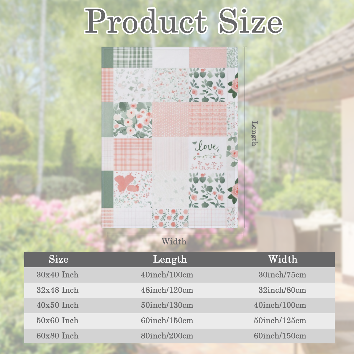 1pc Cozy Floral Patchwork Flannel Throw Blanket - Soft, Warm & Versatile for Bed, Sofa, Office, or Camping All- Season Polyester, Lightweight 250- 300g, Contemporary Style with Green, Pink & White Pat