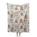 `Vintage Watercolor Christmas Throw Blanket, Gingerbread Man Hot Cocoa Winter Holiday Soft Flannel Blanket, Cozy Xmas Home Decor`