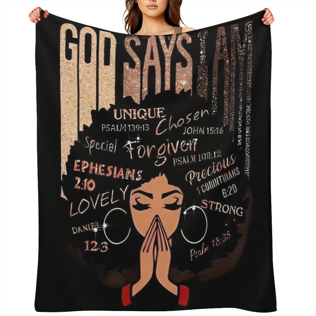 A Cozy Cartoon Prayer Girl Fleece- Themed Printed Blanket, Stylish, Soft, And Warm, Making It a Versatile Gift Suitable for All Seasons. Perfect for Use on Sofas, Beds, in The Office, And While Travel