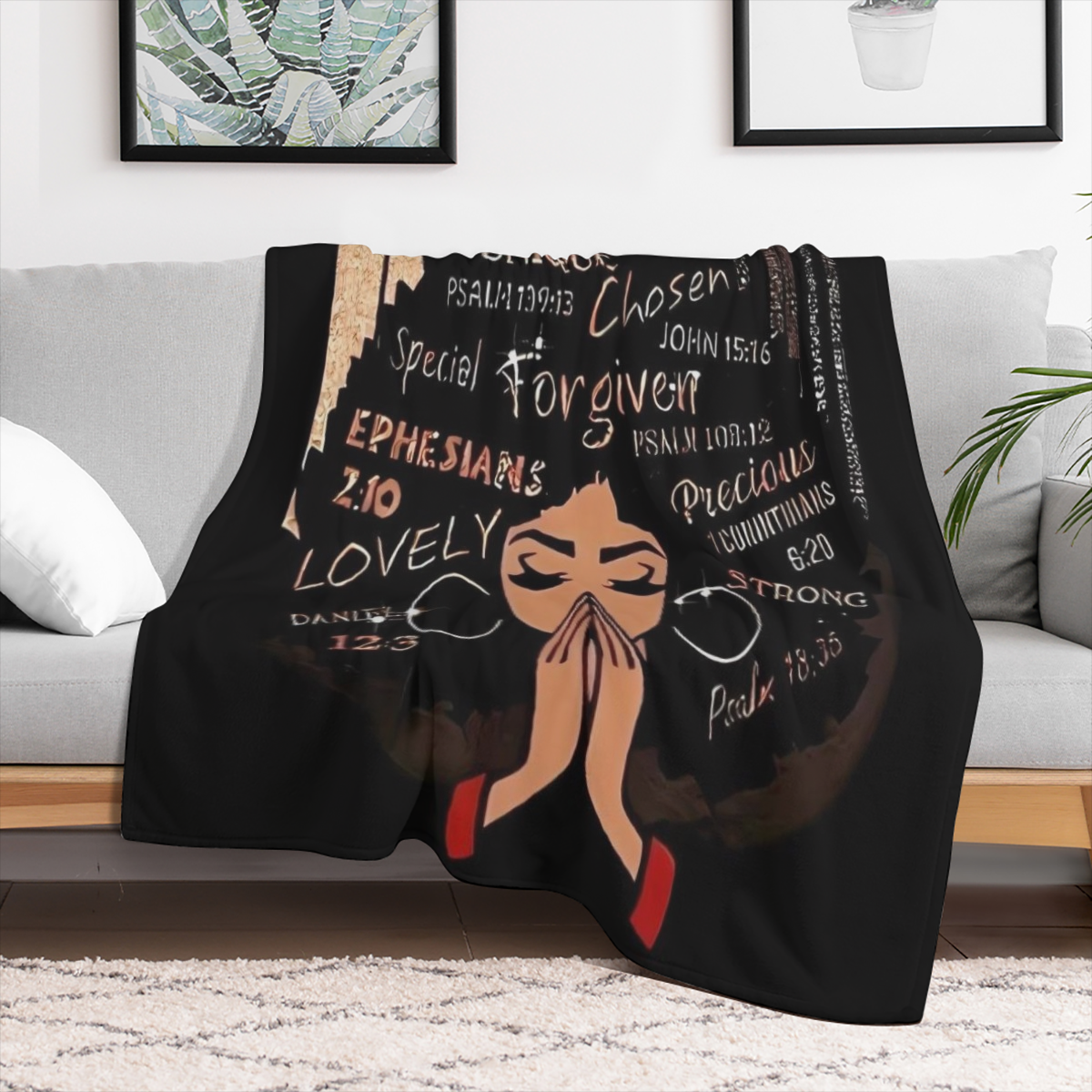 A Cozy Cartoon Prayer Girl Fleece- Themed Printed Blanket, Stylish, Soft, And Warm, Making It a Versatile Gift Suitable for All Seasons. Perfect for Use on Sofas, Beds, in The Office, And While Travel