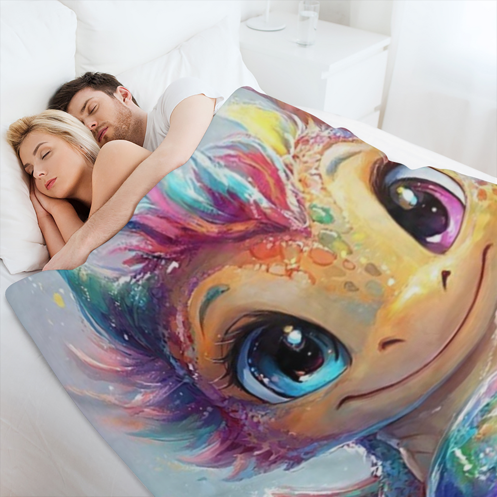 1pc Dragon Print Blanket - Lightweight Flannel Throw for Sofa, Bed, Travel, Livingroom, Office, Couch, Chair, and Bed - Digital Printing Fleece Blanket with Soft and Warm Flannel Fabric, Gifts for Fam