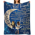 1pcs for my best friend printed flannel blanket, all seasons warm and comfortable soft blanket, sofa bed couch office camping travel nap blanket, birthday Christmas gift blanket for best friend