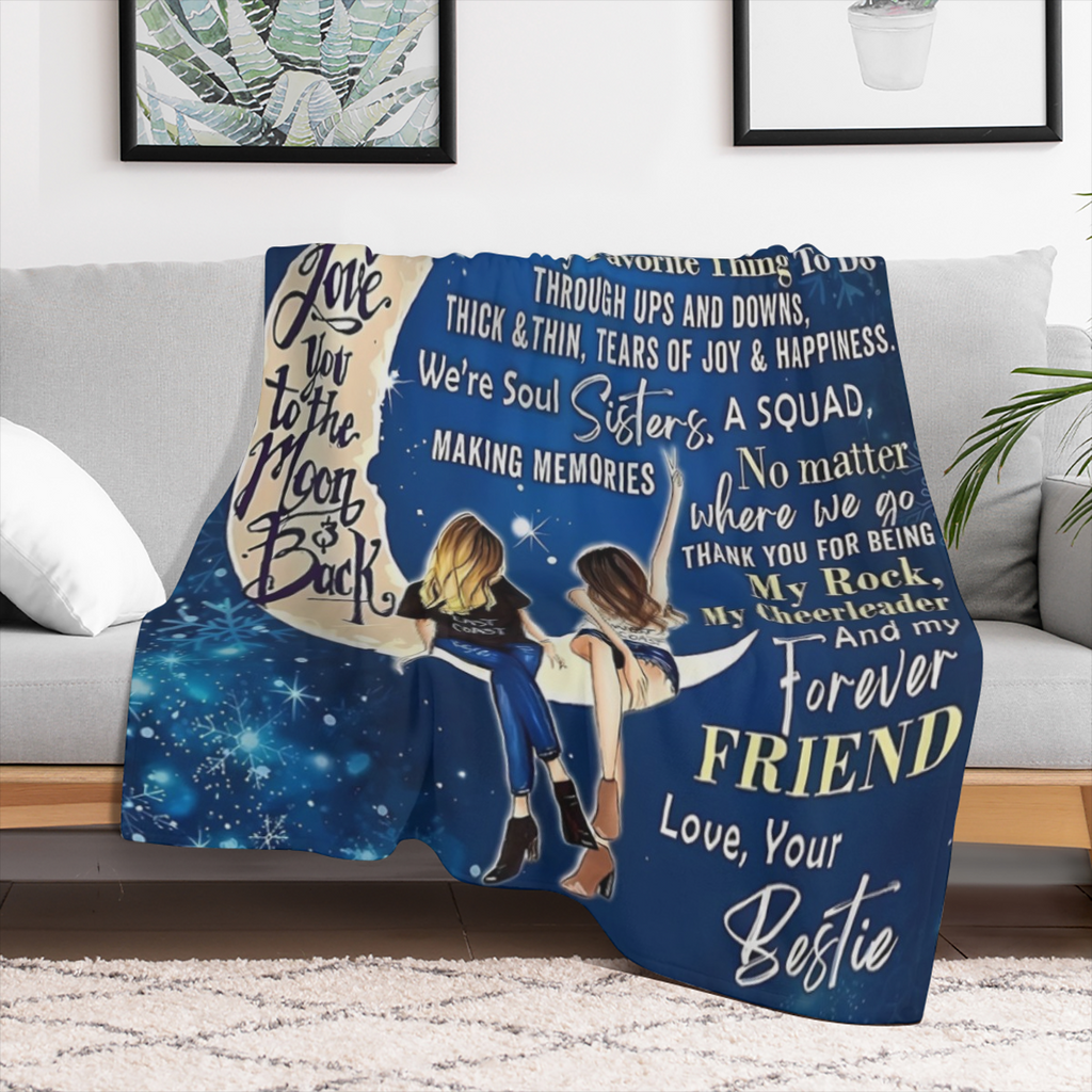 1pcs for my best friend printed flannel blanket, all seasons warm and comfortable soft blanket, sofa bed couch office camping travel nap blanket, birthday Christmas gift blanket for best friend
