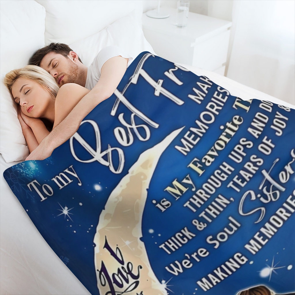 1pcs for my best friend printed flannel blanket, all seasons warm and comfortable soft blanket, sofa bed couch office camping travel nap blanket, birthday Christmas gift blanket for best friend