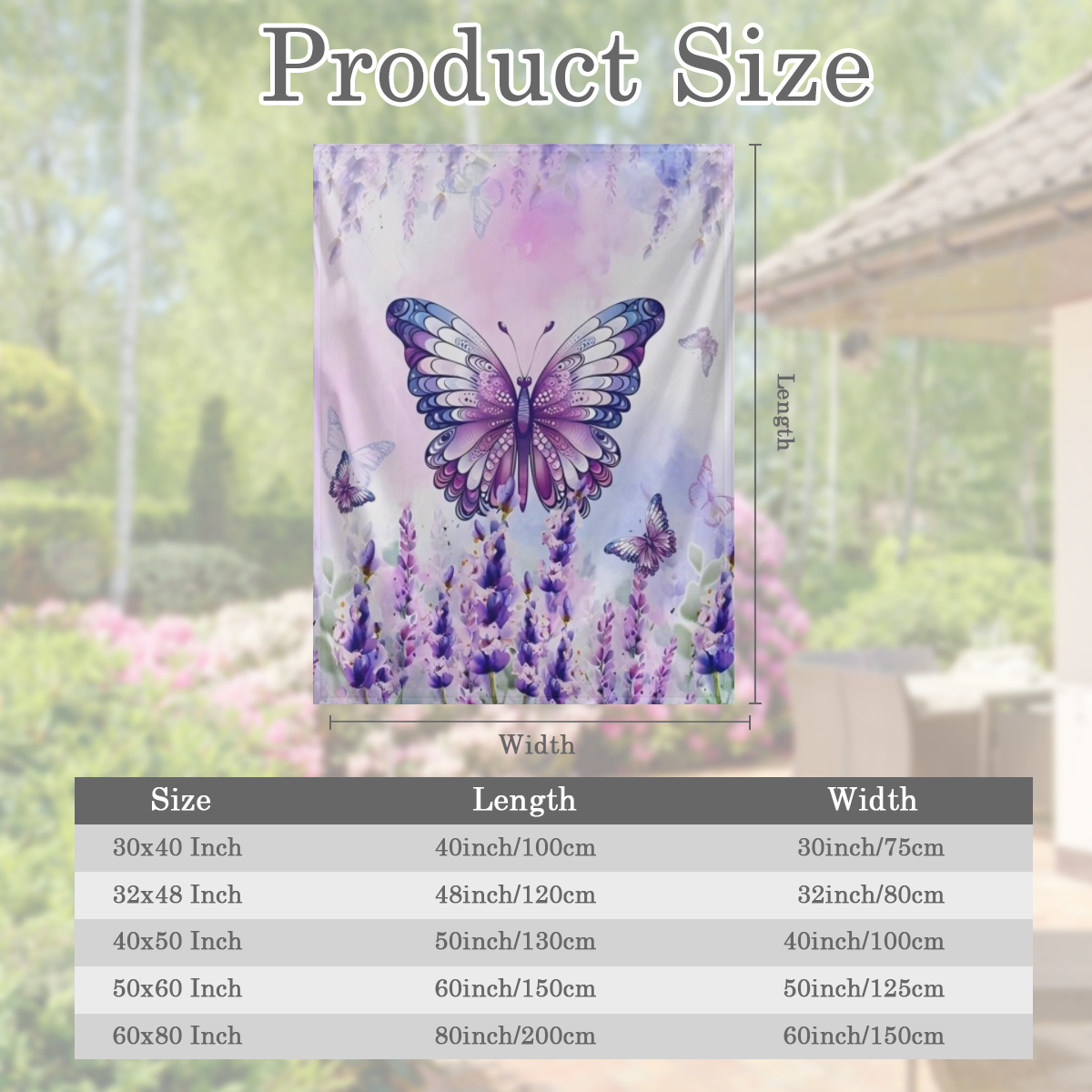 1pc Fresh Fashion Blanket, Lavender Butterfly Print Flannel Blanket, Soft Warm Throw Blanket Nap Blanket For Couch Sofa Office Bed Camping Travel, Multi- purpose Gift Blanket For All Season