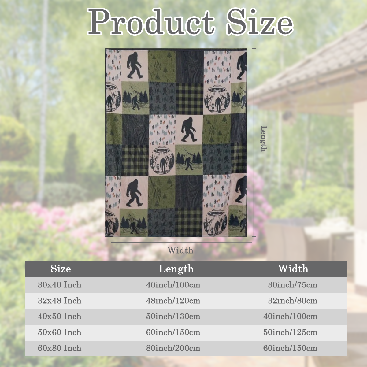 Bigfoot- Themed Flannel Throw Blanket Multi- Color Patchwork Design with Sasquatch & Forest Motifs Soft Polyester, All- Season Comfort Machine Washable Ideal for Couch, Bed, Travel Unisex Gift for Adu