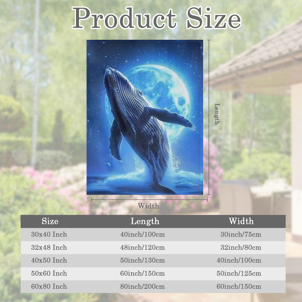 1pc Cozy Flannel Blanket, Leaping Blue Whale Design Blanket, Comfortable And Comfortable Blanket, For Camping Sofa Bed And Couch Office, Suitable For All Seasons