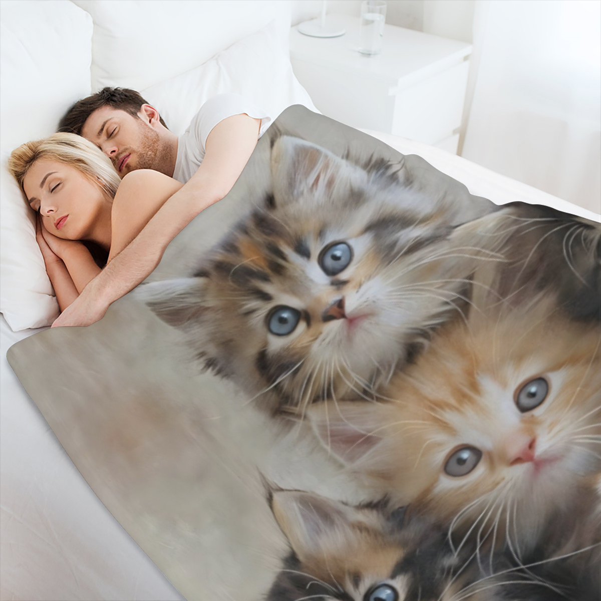 Cat Blanket, Kitten Flannel Blanket Gifts for Women, Soft Warm Lightweight Cat Blankets for Living Room Home Sofa Travel Decor 60 x 80