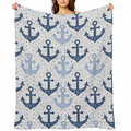 Blue Sailboat Anchors Throw Blanket, Nautical Design Blankets for Couch Bedroom Living Room Indoor Decor, Lightweight Soft Cozy Bedding Birthday Gift for Kids Boys Adults