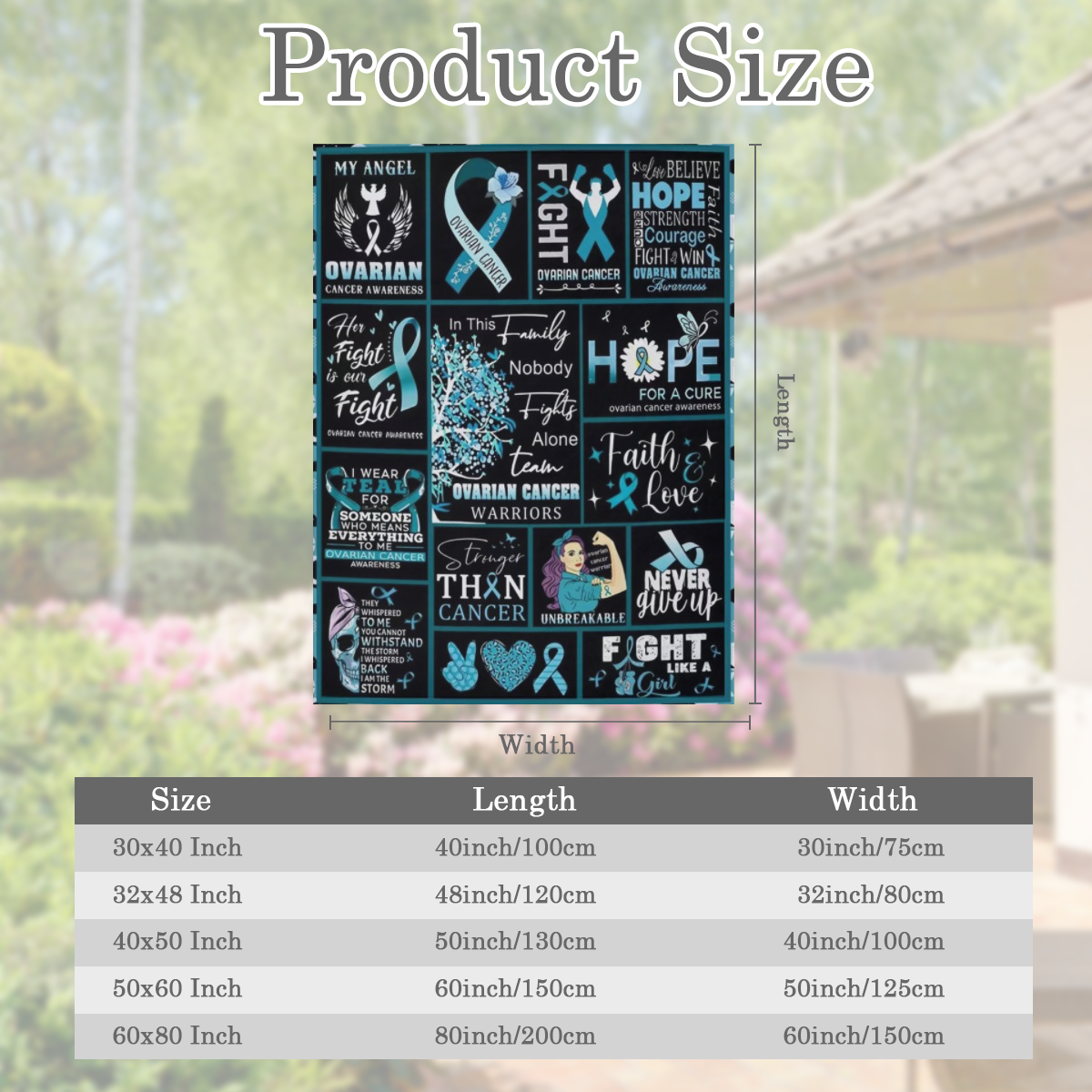 1pc Cancer Warrior Fights Cancer Blue Flannel Throw Blanket, Digitally Printed Lunch Blanket, Small Sofa Bedding for World Cancer Day Decor Gift